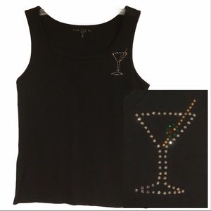 black tank top w/ rhinestone martini